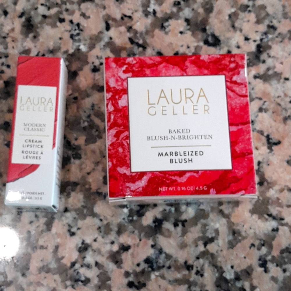 Laura Gellar blush and lipstick
